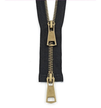 40cm - Zip Double Curseur bronze - noir