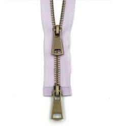 40cm - Zip Double Curseur bronze - parme