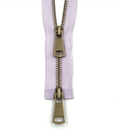 40cm - Zip Double Curseur bronze - parme