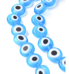 8mm - chapelet mauvais oeil bleu ciel
