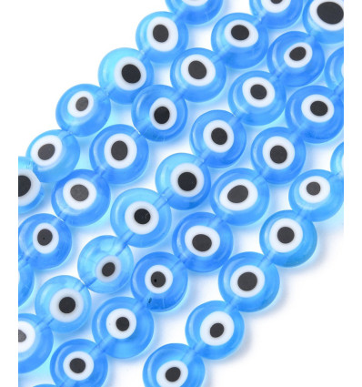 8mm - chapelet mauvais oeil bleu ciel
