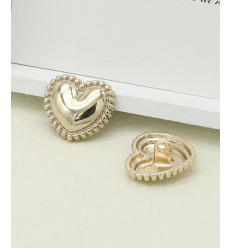 18mm - Bouton coeur métallique