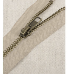 30 cm - zip séparable métal Marron