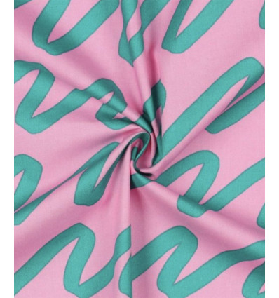 Popeline de coton Shapes abricot - Nerida Hansen