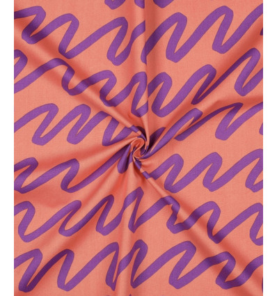 Popeline de coton Making Waves Coral - Nerida Hansen