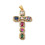 Pendentif croix + zircons multicolores