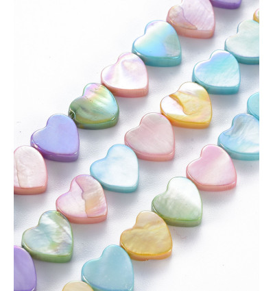 10mm - perle de nacre coeur - Chapelet