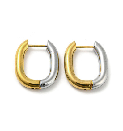 22x18mm - créole ovale bicolore (2pcs)