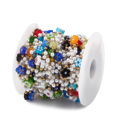 Chaine fleurs et perles nacrées (10cm)