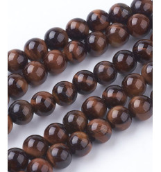 6mm - oeil de tigre rouge - Chapelet pierre