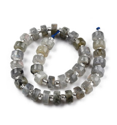 6mm - labradorite - Chapelet de pierres heishi lisses avec perles de séparation