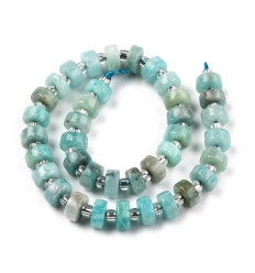 6mm - amazonite - Chapelet de pierres heishi lisses avec perles de séparation