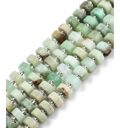 6mm - chrysoprase - Chapelet pierre heishi lisses avec perles de séparation