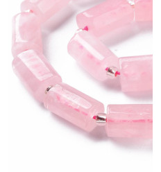 10mm - Quartz rose - Chapelet pierre tube