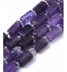10mm - améthyste - Chapelet pierre tube
