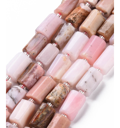 10mm - opale rose - Chapelet pierre tube