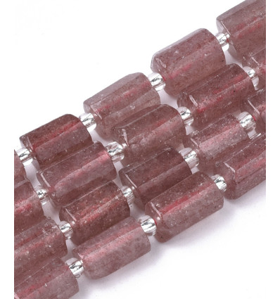 10mm - Quartz fraise - Chapelet pierre tube