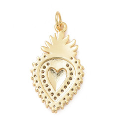 Pendentif gros coeur ex-voto avec zircons
