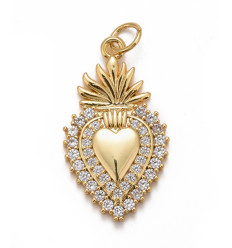 Pendentif gros coeur ex-voto avec zircons