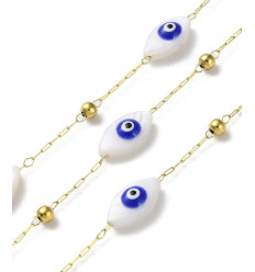 Chaine oeil grec nacrée (10cm)