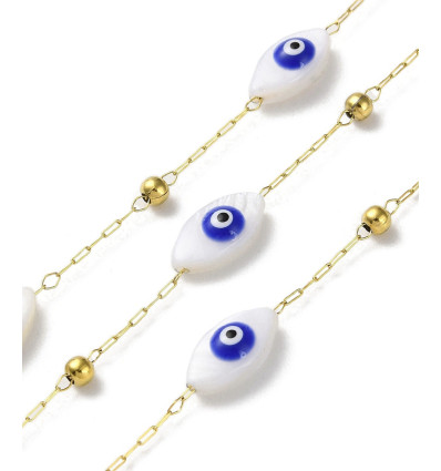 Chaine oeil grec nacrée (10cm)