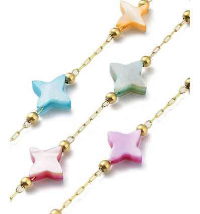 Chaine étoiles nacrées colorées (10cm)