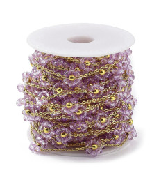 Chaine fleurs tissées acier inoxydable (10cm)