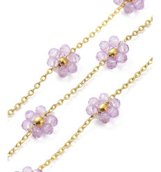 Chaine fleurs tissées acier inoxydable (10cm)