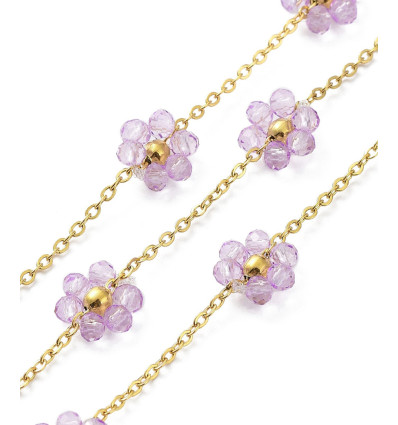 Chaine fleurs tissées acier inoxydable (10cm)