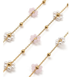 Chaine fleurs tissées acier inoxydable (10cm)