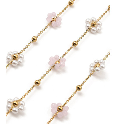 Chaine fleurs tissées acier inoxydable (10cm)