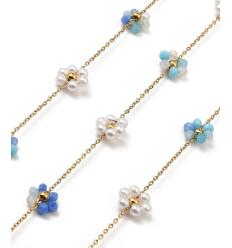 Chaine fleurs tissées acier inoxydable (10cm)