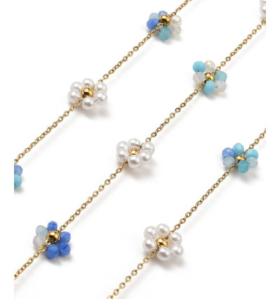 Chaine fleurs tissées acier inoxydable (10cm)