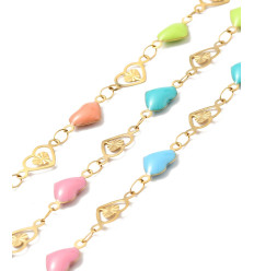Chaine coeurs émaillés (10cm)