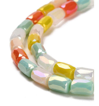 6x4mm - Chapelet perle en verre tube à facettes