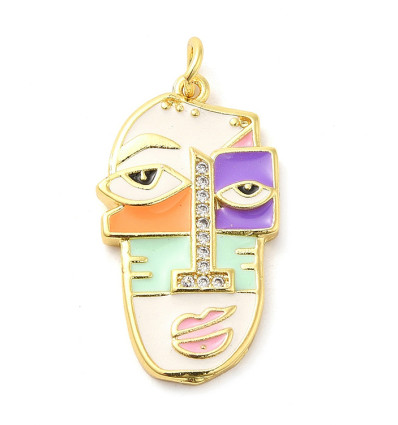 Pendentif visage émaillé