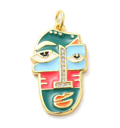 Pendentif visage émaillé