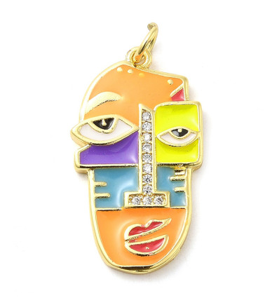 Pendentif visage émaillé