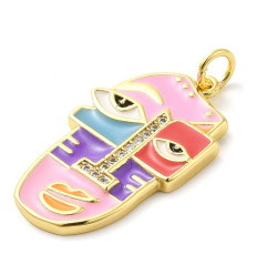Pendentif visage émaillé