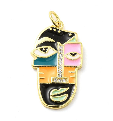 Pendentif visage émaillé
