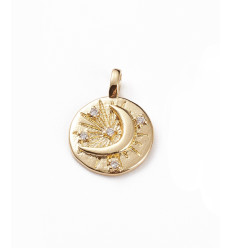 Pendentif médaille lune gravée