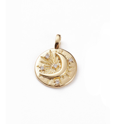 Pendentif médaille lune gravée