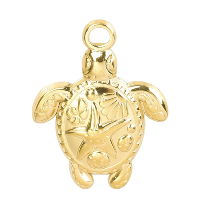 Pendentif tortue et étoile de mer sur le dos