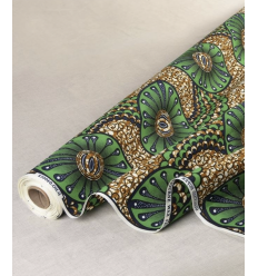 Coton Wax imprimé - vert marron