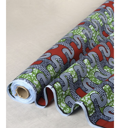 Coton Wax imprimé - Jaune Vert Noir