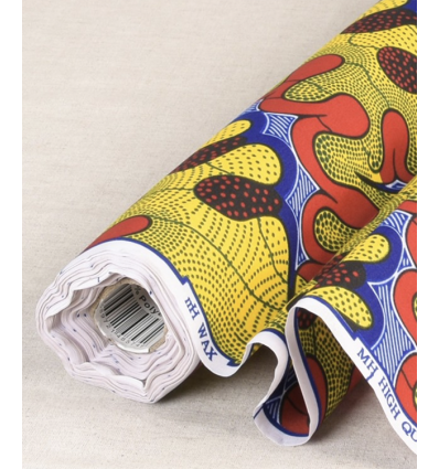 Coton Wax imprimé - Rouge Bleu