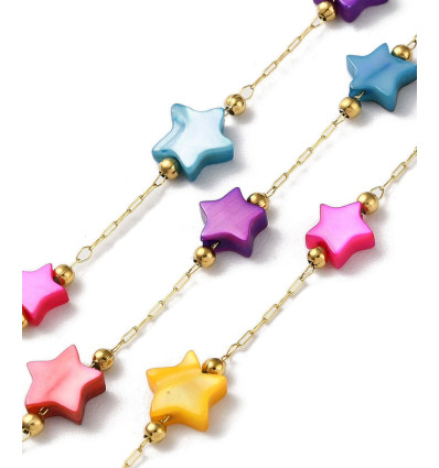 Chaine étoiles nacrées blanches (10cm)