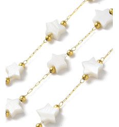 Chaine étoiles nacrées blanches (10cm)