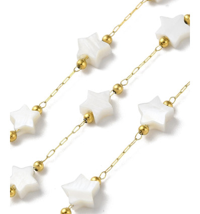 Chaine étoiles nacrées blanches (10cm)