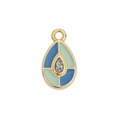 Pendentif goutte émaillée vert/bleu